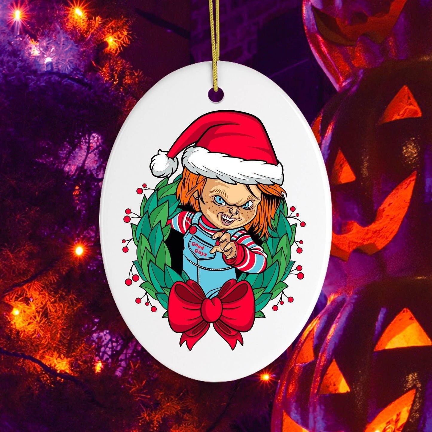 Santa Chucky Christmas Ornament: Circle - McCabe's Costumes