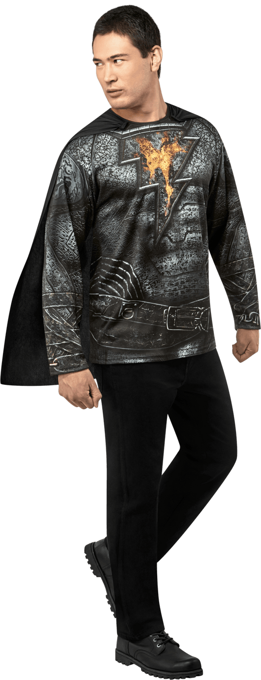 Adult Black Adam Costume T-Shirt with Cape - McCabe's Costumes